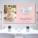 Under The Sea Pink Girls 1st Birthday Party Banner<br><div class="desc">Throw an amazing party for your baby girl with these pretty pink under the sea 1st birthday party banners. Easy to personalise for that special day.</div>