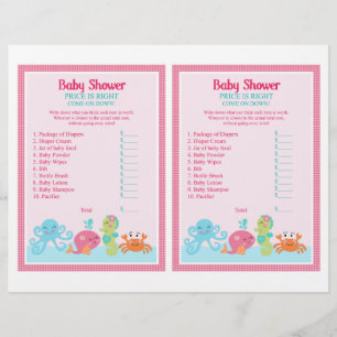 Under the Sea/Pink Whale "Price is Right" Game