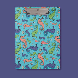 Under the Sea - Playful Seahorse and Shell Pattern Clipboard