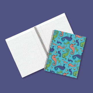 Under the Sea - Playful Seahorse and Shell Pattern Notebook