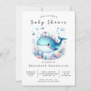 Under The Sea Printable Whale Baby Shower Invitation