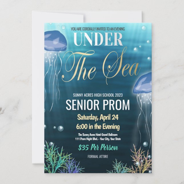 Under the Sea Prom High School Dance Invitation (Front)