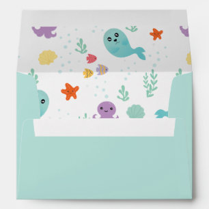 Under The Sea Purple Baby Shower Fish Water Envelope