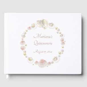 Under the Sea Quinceanera Party Pink Seashells Guest Book