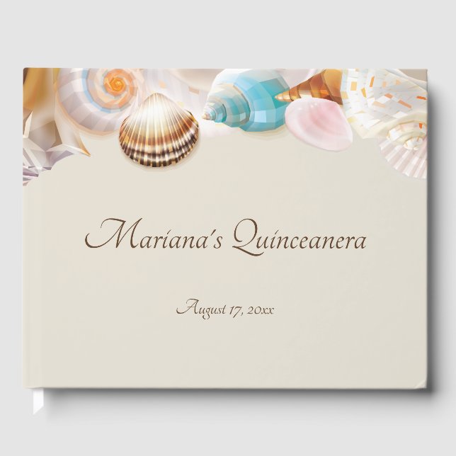 Under the Sea Quinceanera Party Seashells Guest Book (Front)