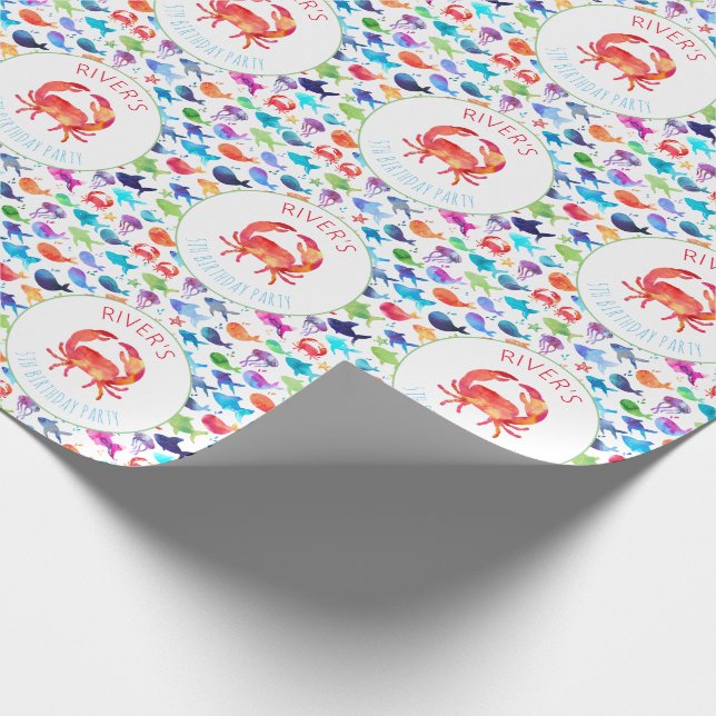 Under The Sea Rainbow Fish Birthday Baby Shower Wrapping Paper (Corner)