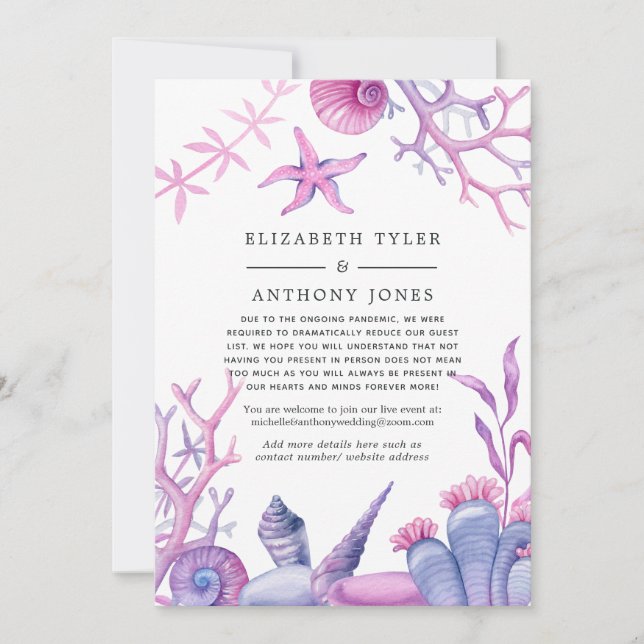 Under the Sea Reduced Wedding Guest List Announcement (Front)