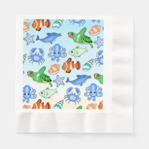 Under the Sea   Sea Creatures Baby Shower Napkin
