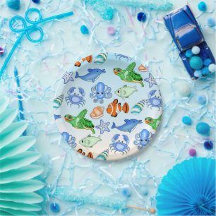 Under the Sea   Sea Creatures Baby Shower Paper Plate