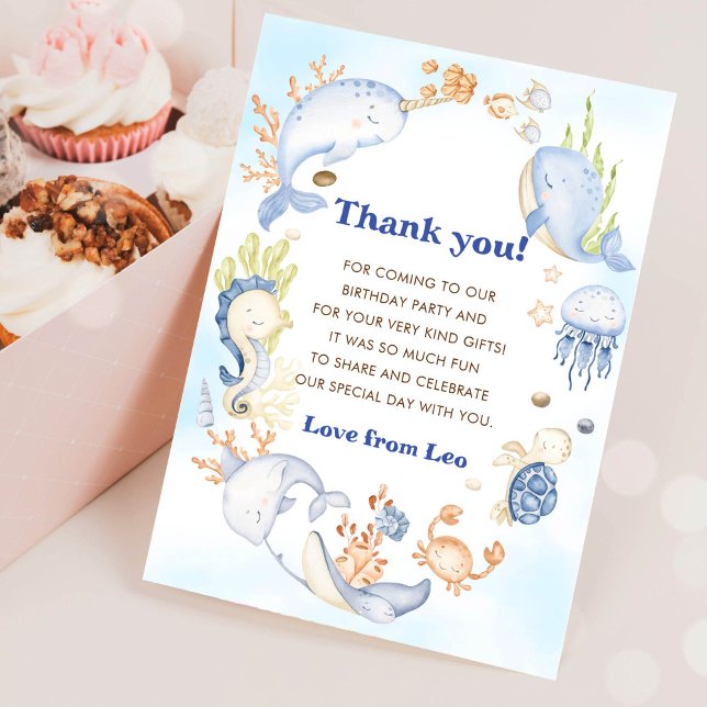 Under the Sea Sea Life Birthday Thank You Card (Creator Uploaded)