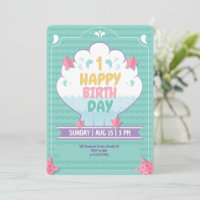 Under The Sea Sea Shell Invitation 1st Birthday