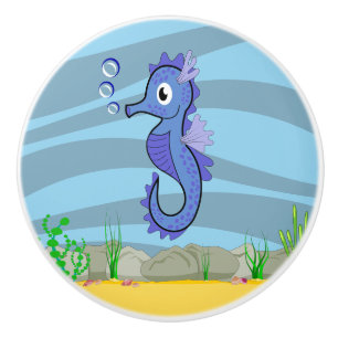 Under the Sea Seahorse Ceramic Knob