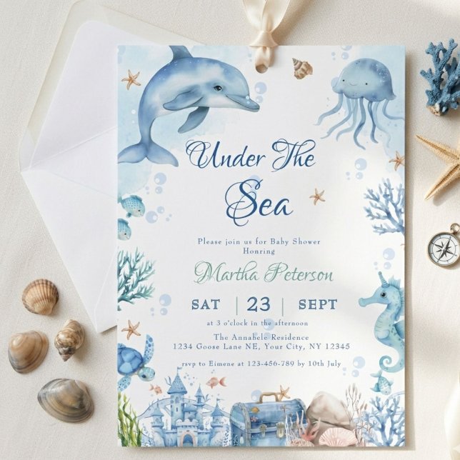 UNder the sea Seashell Baby Shower Invitation (Creator Uploaded)