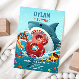 Under the Sea Shark 8th Birthday Invitation
