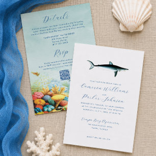 Under the Sea Shark Aquarium All-in-one QR Wedding Invitation