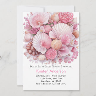 Under the Sea Shell Celebration Girl Baby Shower Invitation