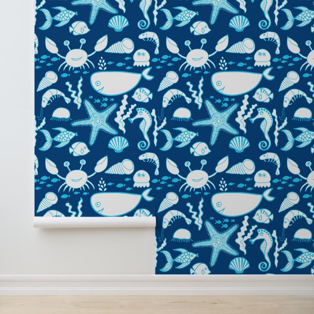 Under the Sea Starfish Whale Crab Fish Wallpaper (Application)