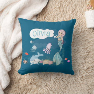 Under the Sea Sweet Mermaid Personalized Cushion