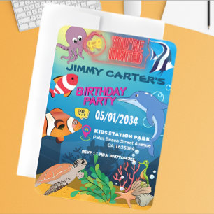 Under The Sea Theme Birthday Invitation