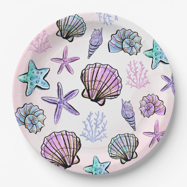 Under the Sea Themed Kids Birthday Paper Plate (Front)