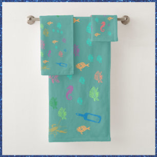 Under the Sea Themed Ocean Blue Towel Set
