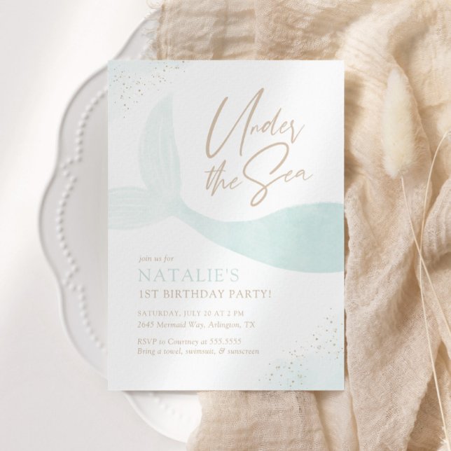 Under the Sea Turquoise Mermaid Girl Birthday Invitation (Creator Uploaded)