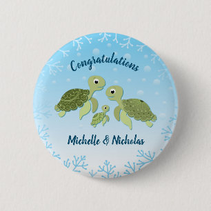 Under the Sea Turtle Baby Shower 6 Cm Round Badge