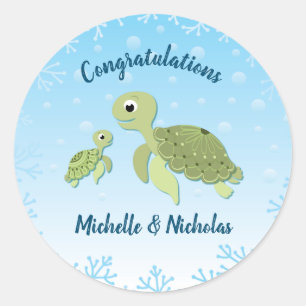 Under the Sea Turtle Baby Shower Classic Round Sticker