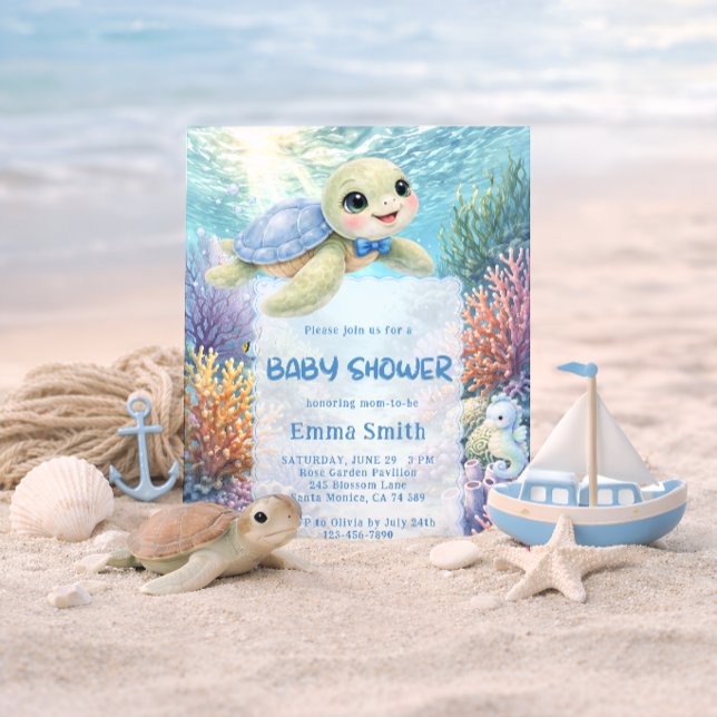 Under the Sea Turtle Boy Baby Shower Invitation (Creator Uploaded)
