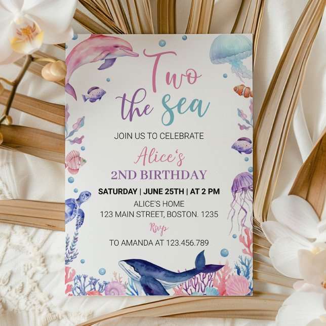 Under The Sea Turtle Dolphin Birthday Invitation (Creator Uploaded)