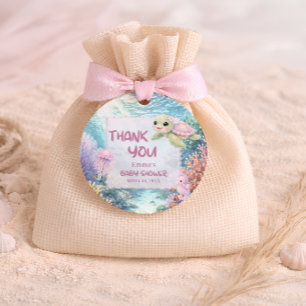 Under the Sea Turtle Girl Baby Shower Thank You Favour Tags