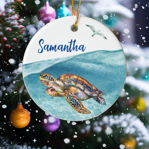Under the Sea Turtle Personalized  Ceramic Tree Decoration