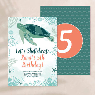 Under the Sea Turtle Sea Life Birthday Invitation