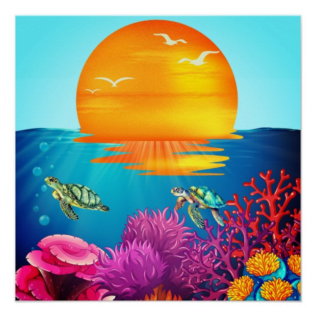 Under the Sea Turtles Poster (Front)