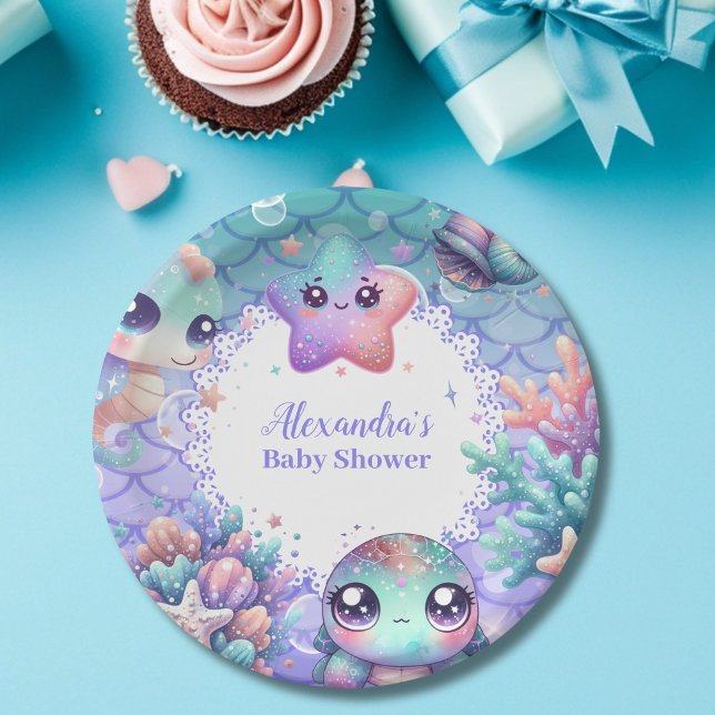 Under the Sea Watercolor Baby Shower Paper Plate (Creator Uploaded)