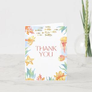Under the Sea Watercolor Baby Shower Thank You Card