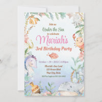 Under the sea watercolor Birthday Invitation