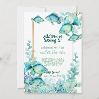 Under the Sea Watercolor Birthday Invitation
