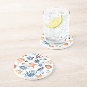 Under the Sea   Watercolor Coral Ocean Animals Coaster