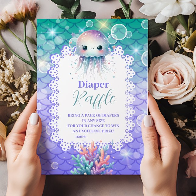 Under the Sea Watercolor Diapper Raffle Enclosure Card (Creator Uploaded)