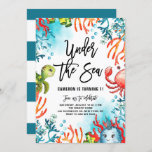 Under the Sea Watercolor Friends Kids Birthday Invitation<br><div class="desc">Invite family and friends to your event with this under the sea theme kids birthday invitation. It features watercolor illustrations of a cute turtle,  crab,  whale and colourful corals. This sea invitation is perfect for beach and summer birthday parties. Personalise by adding names,  date,  time and other event details.</div>