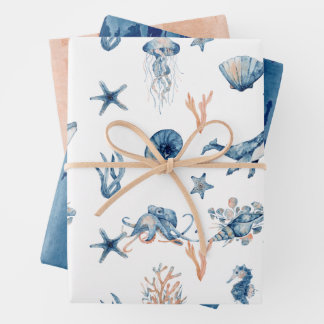 Under-the-Sea Watercolor Gift Wrapping Paper Sheet