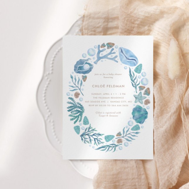 Under the Sea Watercolor Nautical Baby Shower Invitation (Creator Uploaded)