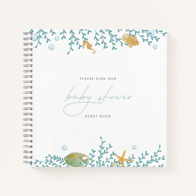 Under the Sea Watercolor Nautical Guest Book (Front)