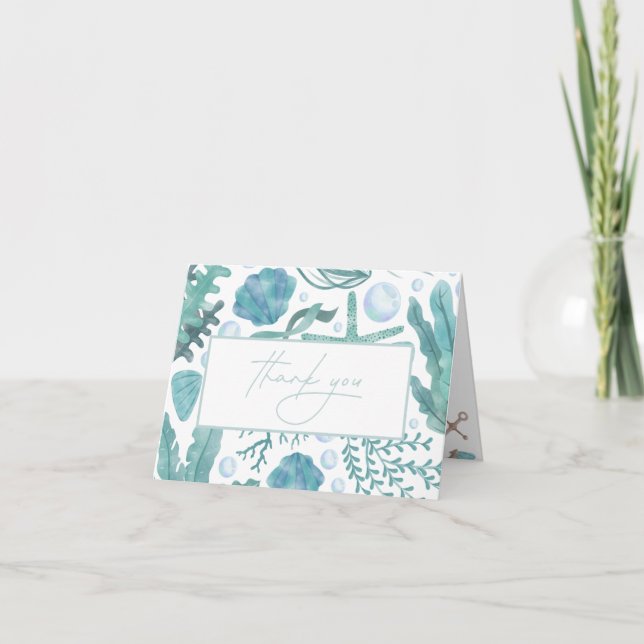 Under the Sea Watercolor Nautical Thank You (Front)