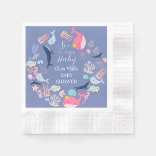 Under the Sea Watercolor Ocean Animals Baby Shower Napkin