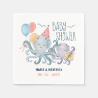 Under the Sea Watercolor Octopus Beach Baby Shower