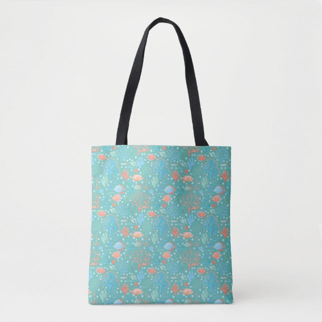 Under the Sea Watercolor Pattern Tote Bag (Front)