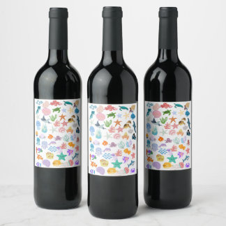 Under the Sea, Watercolor Print,   Decor Fine  Wine Label