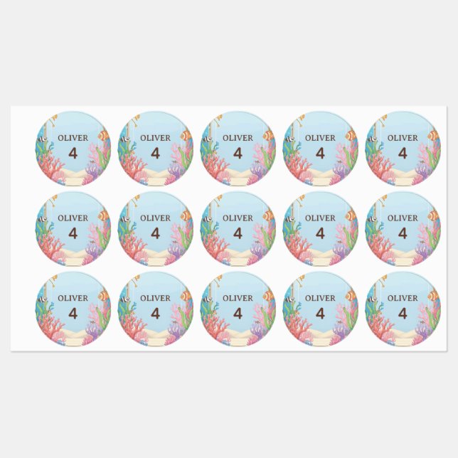 Under the Sea Waterproof Labels, Oliver Name Label (Sheet)